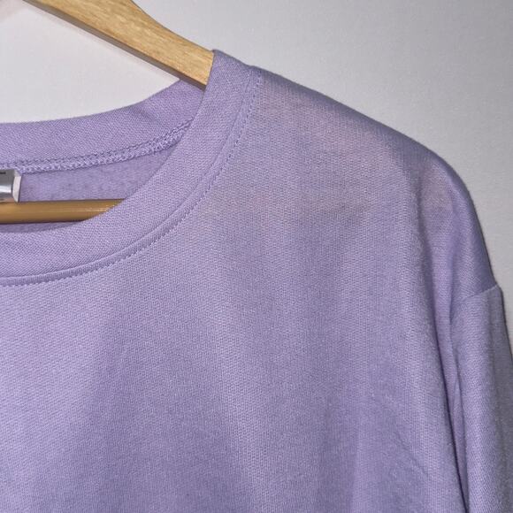 Raw edge crewneck purple sweatshirt junior size large - Picture 3 of 7